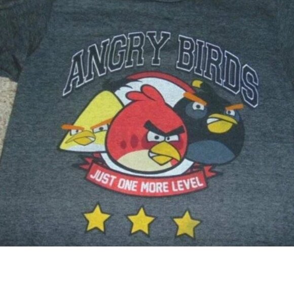 Mens Angry Birds Shirt Small Gray Short Sleeve Crew Neck T-Shirt Tee - Picture 2 of 3